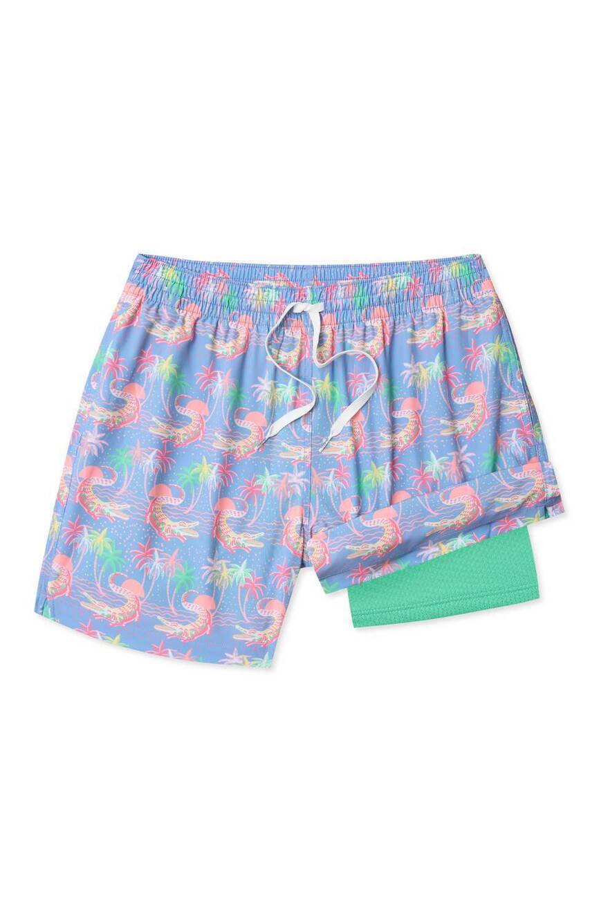 NEW CHUBBIES men's rock a crocs classic swim trunk in dusty blue